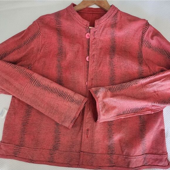 David Dart Suede Leather Reversible Red Button-Up Suede Jacket - Picture 10 of 11